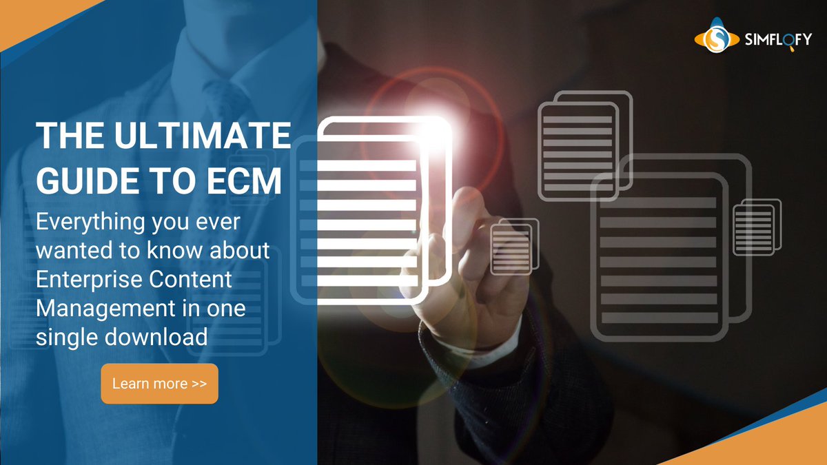 simflofy's tweet photo. Enterprise content management has grown into an all-encompassing set of document processing tools. This guide details everything you need to know about ECM: https://t.co/mlQ2Z4MVRU https://t.co/gI0VPeaHa3