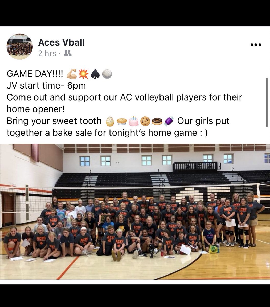 AC_VOLLEYBALL1's tweet photo. Home opener and Biddy Night❗️❗️ wait…..and a BAKE SALE?!!!! 
You definitely want to be at this game tonight 👇 https://t.co/ybENQ3vSkt
