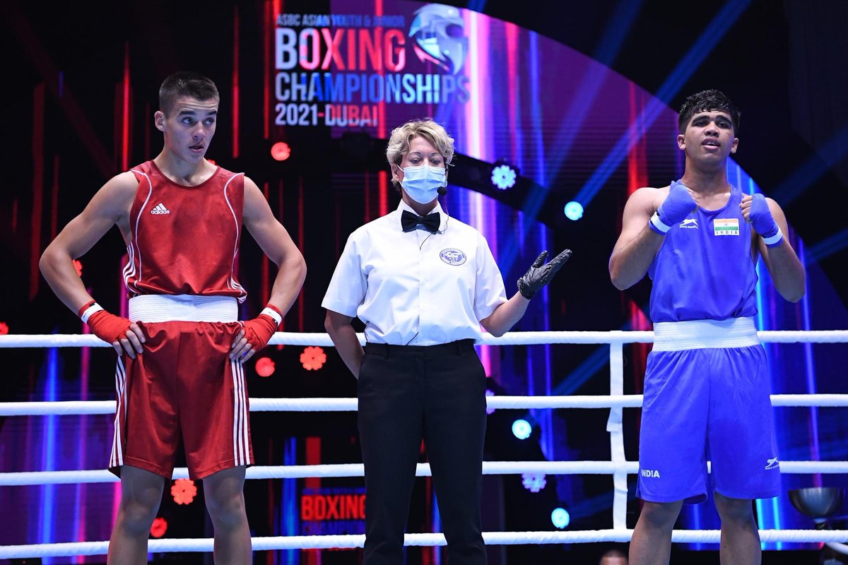 RahulDa65490710's tweet photo. Won semifinal fight against zakirov mukhammadaziz of Kyrgyzstan with 4:1. and enters into final of (66-70) kg junior asian championship Dubai 2021 https://t.co/YV0X3FQzNQ
