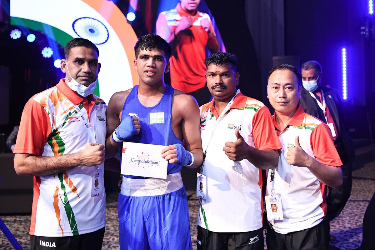 RahulDa65490710's tweet photo. Won semifinal fight against zakirov mukhammadaziz of Kyrgyzstan with 4:1. and enters into final of (66-70) kg junior asian championship Dubai 2021 https://t.co/YV0X3FQzNQ