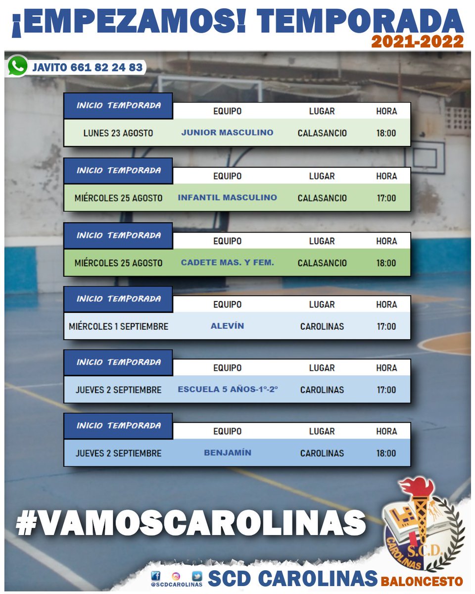 scdcarolinas's tweet photo. Poco a poco vamos incorporándonos los diferentes equipos a los entrenamientos de una temporada nueva con mucha ilusión y mucho trabajo por delante. Esta semana empiezan las categorías junior, cadete e infantil, #vamoscarolinas!!!
#Alicante #Baloncesto #Basketball #Deportes https://t.co/tMcEWsJJwc