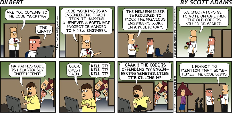 OmniFaces's tweet image. Sometimes the code wins...

dilbert.com/strip/2013-02-…

#DeveloperStruggles