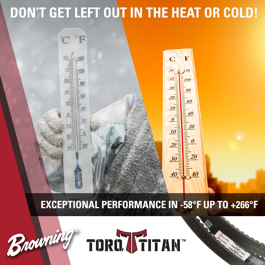 #TorqTitan v-belts maintain EXCEPTIONAL PERFORMANCE in extreme temperatures, -58°F up to +266°F!
To learn more, call 800-626-2120 for contact our experts at:
regalbeloit.com/brands/brownin…
#HVAC