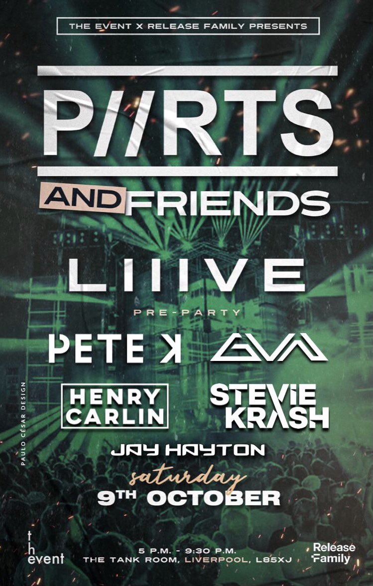 👉🏻 We can proudly bring you our biggest line-up yet for our return alongside <a href="/releasefamily/">Release Family</a> on 9th October!

🇬🇧 <a href="/partsofficial_/">PARTS</a> 
🇮🇪 <a href="/gvnmusic/">GVN</a> 
🇵🇹 <a href="/petekofficial/">Pete K</a>
🇬🇧 <a href="/jayhaytonmusic/">Jay Hayton</a> 
🇮🇪 <a href="/Henry_Carlin/">Henry Carlin</a> 
🇵🇹 <a href="/Stevie_Krash/">Stevie Krash</a> 

🎫 Tickets ON SALE now via Skiddle - hit the link in bio! 🚨