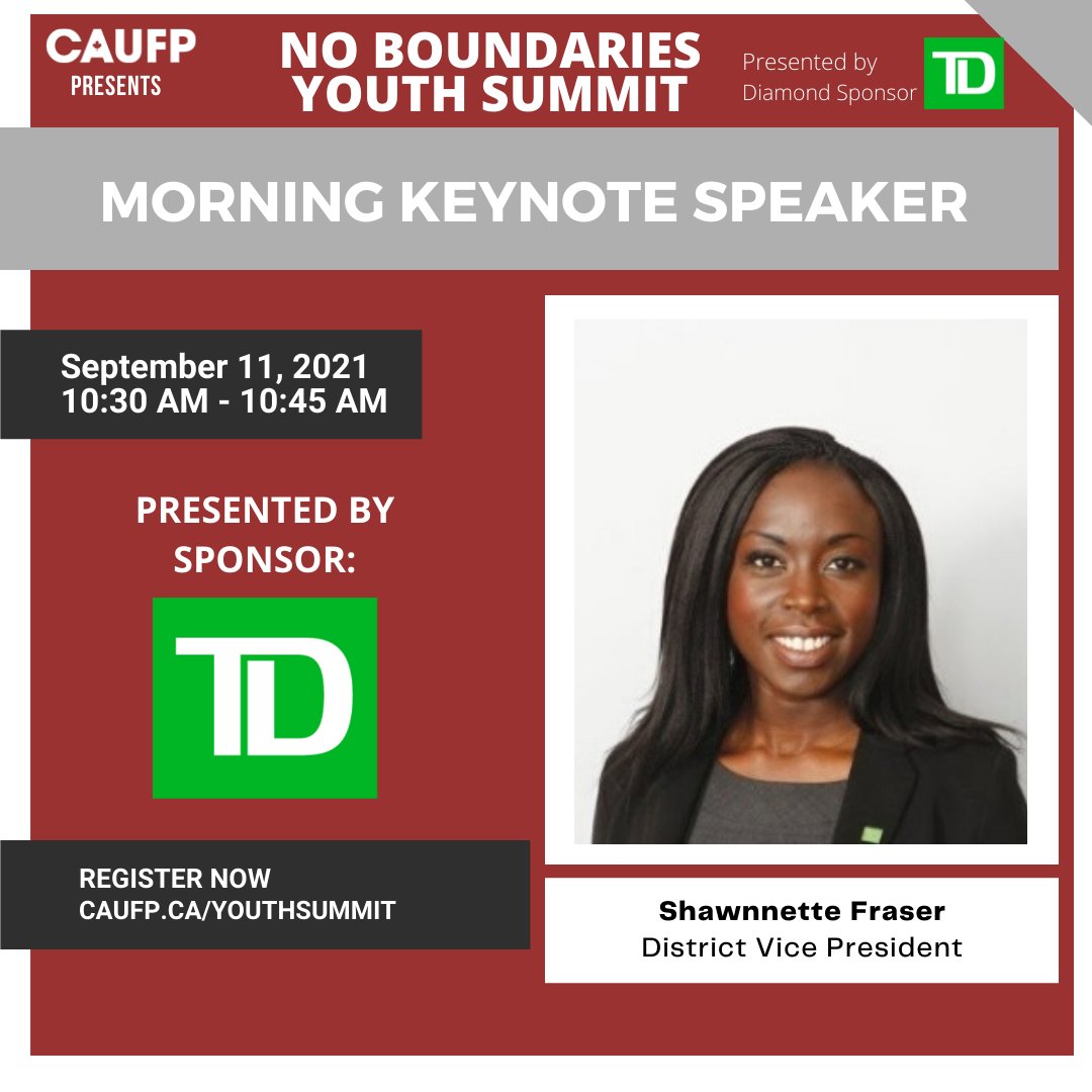 caufp's tweet photo. We’ll be kicking off the #CAUFPYouthSummit presented by @TD with an exciting keynote from Shawnnette Fraser. Shawnnette is currently District Vice President, in the Calgary North District.
Register today- for free!: https://t.co/QauPkAhmeb
#caufp #td #youthsummit https://t.co/CF2Z8wFQS3