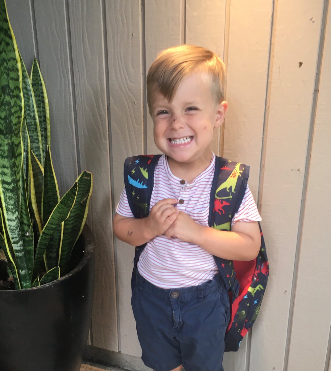 Kate_theSLP's tweet photo. My tiniest mustang heading off to preschool β₯οΈ #mustangsfirstday https://t.co/fo6svS7lPt