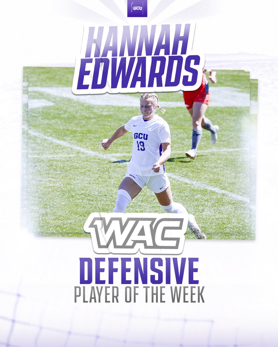 ✅ 2 shutout wins
✅ GCU record holder in minutes played
✅ 1 goal, 1 assist
✅ WAC Defensive Player of the Week
What a week for <a href="/Naners_9/">Hannah Edwards</a>!
#LopesUp
