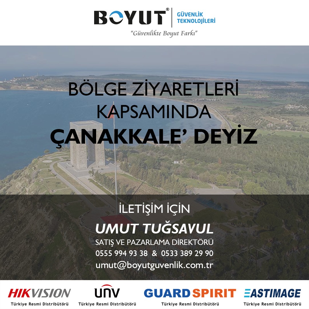 Bölge Ziyaretleri kapsamında Çanakkale'deyim...

#hikvision #hirsizalarm #accesscontrol #videointercom #unv #kamerasistemleri #eastimage #guardspirit #xraycihazlari #metalkapidedektörleri #eldedektörleri