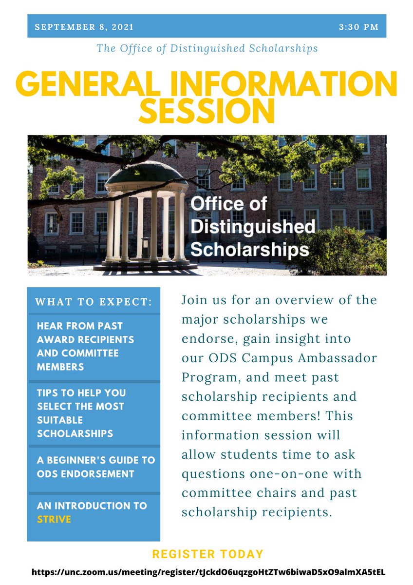 We are officially 3 WEEKS away from our Fall General Information Session!
Register today: unc.zoom.us/meeting/regist…