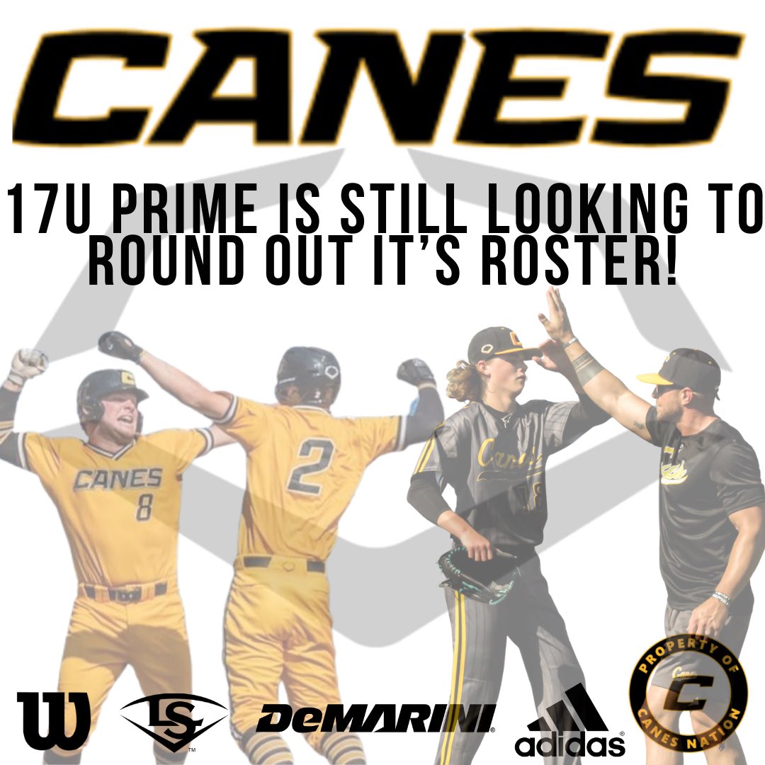 🚨17U (‘22/‘23) 🚨 Unforeseen circumstance has us looking. Players, parents, fans, and family members please RT &amp; share w/ anyone who might be interested in joining this talented group! 👊🏼 DM for more info
@Canes_Ohio_2023 @EvoShield_Canes 
<a href="/TheCanesBB/">Canes Baseball</a> 
<a href="/CanesMidwest/">Canes Midwest</a>