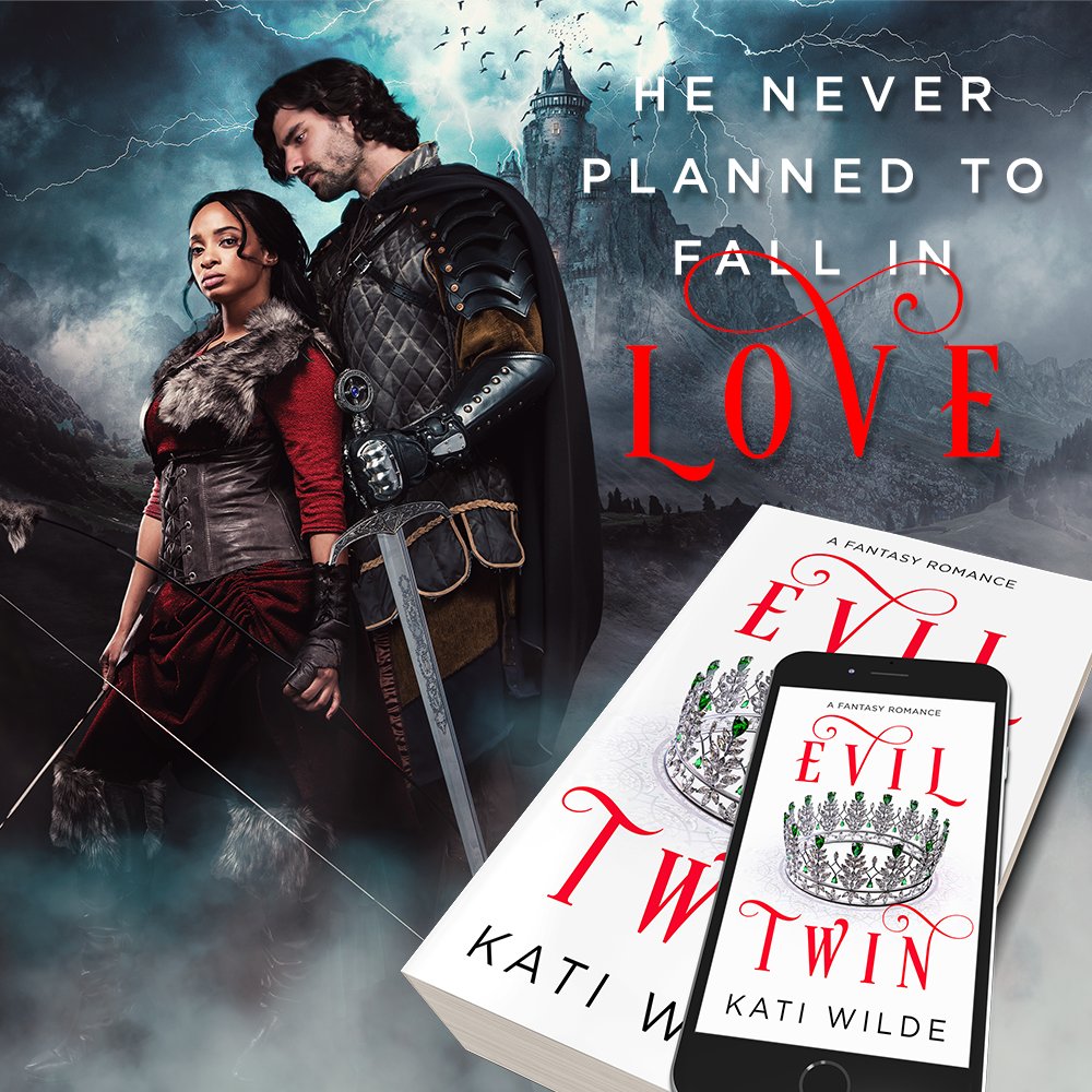 Graphic showing a fantasy warrior couple and the text says: He never planned to fall in love. 