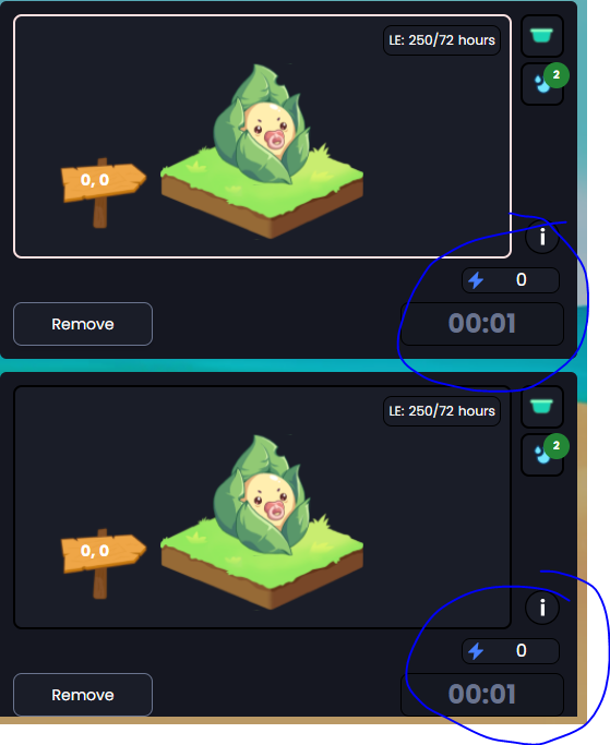 Danielmagox's tweet photo. @vs_nft Hello, my plants are stuck at 00.01 and y can't harvest them https://t.co/YsFTxNpGcu