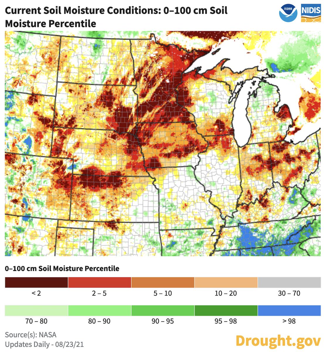 Current #Soil Moisture Conditions, 8/23.