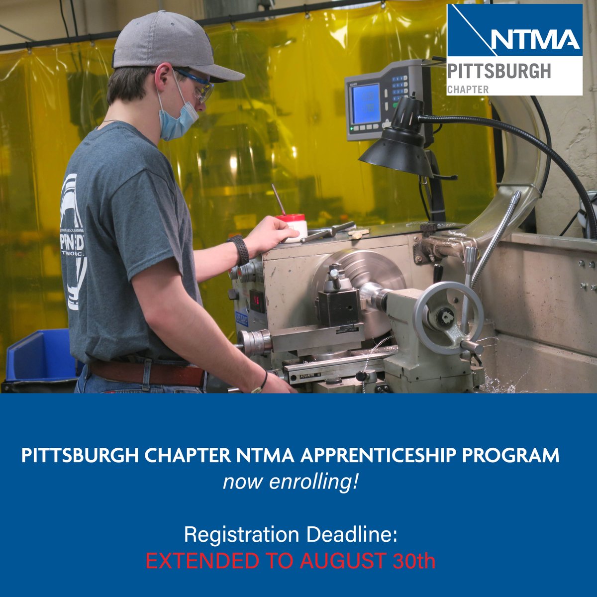We are still accepting applications for enrollment into the Pittsburgh Chapter NTMA Apprenticeship Program!

Applications are now due by Monday, August 30- Don't Delay!