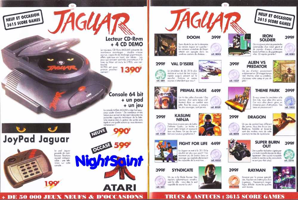 NightSaint1's tweet image. Allez encore quelques unes ! He oui, Score Games fut un temps vendait des consoles aussi célèbres que la Jaguar (et Jaguar CD), la 3DO ou encore le CD-I !!! 
#retrogaming #scoregames #francs #catalogue #jaguar #neogeo #cdi #3do