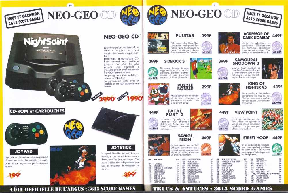 NightSaint1's tweet image. Allez encore quelques unes ! He oui, Score Games fut un temps vendait des consoles aussi célèbres que la Jaguar (et Jaguar CD), la 3DO ou encore le CD-I !!! 
#retrogaming #scoregames #francs #catalogue #jaguar #neogeo #cdi #3do