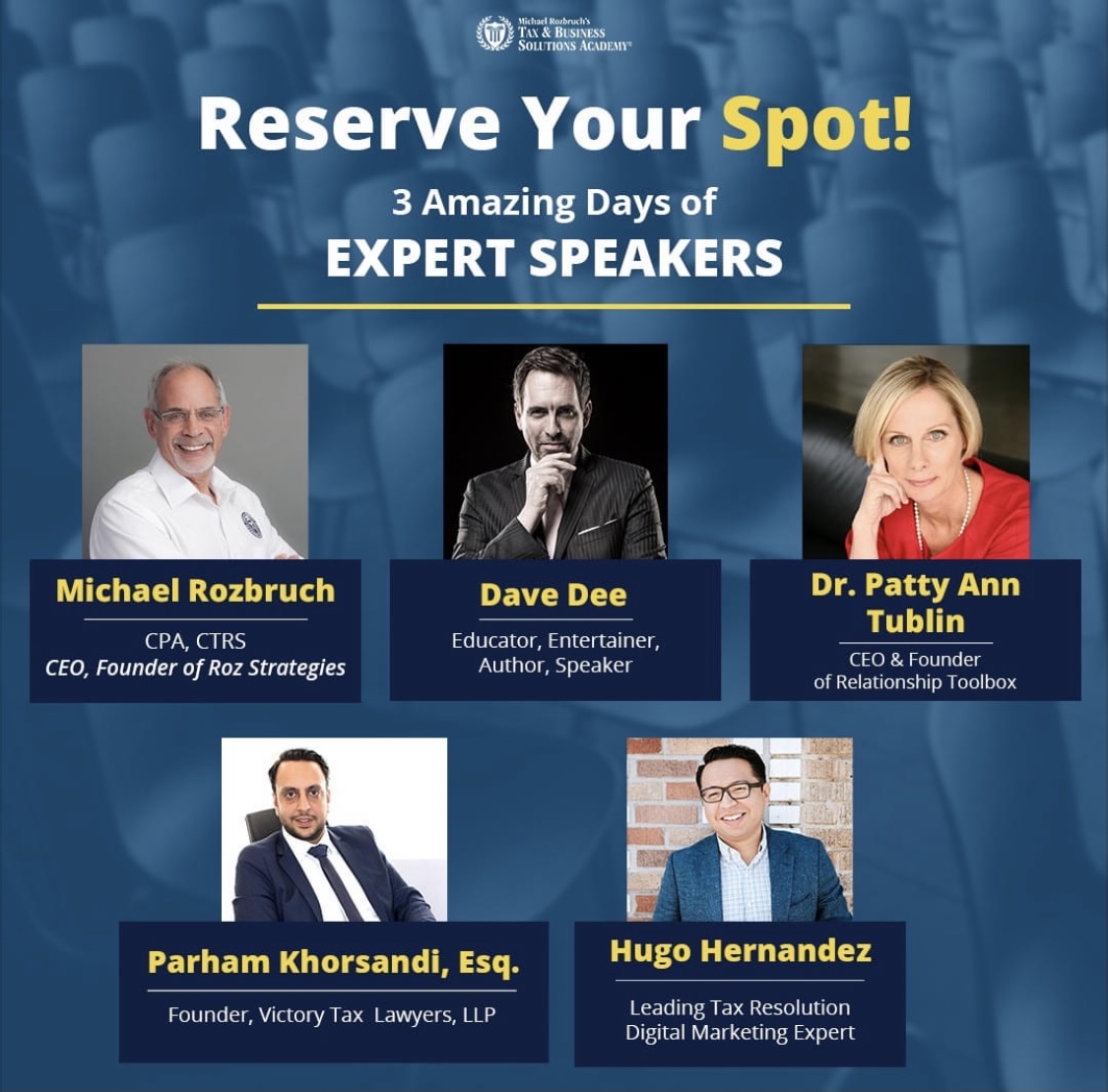 MichaelRozbruch's tweet image. The Tax Resolution Success Summit is almost here on August 26-28. If you are a CPA, Enrolled Agent, or Attorney and haven&apos;t registered yet for The Tax Resolution Success Summit, do so now - rozstrategies.com/summit.

#taxresolutionsuccess #taxresolutionbusiness