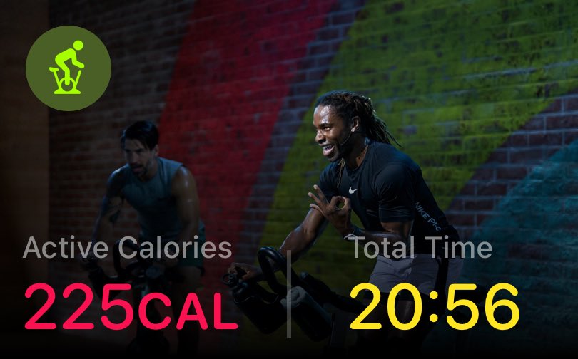 Investing some sweat equity with Bakari! ⁦⁦<a href="/AppleFitnessNew/">Apple Fitness Plus</a>⁩ #greatCycleCoach fitness.apple.com/us/workout/cyc…