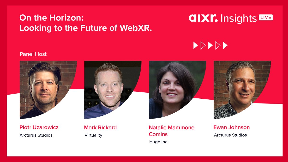 AIXRorg's tweet photo. Wonder what the future of #WebXR will be? 💭

@imakeVR (@virtualityxr), @NatalieWh0 (@hugeinc), Piotr Uzarowicz and @_ewanj  (@ArcturusXR) discuss opportunities of the software at the forefront of #XR compatibility.

#InsightLive tomorrow, 7 pm BST: https://t.co/d3LhTTCWBD https://t.co/7CgDRYyMS8