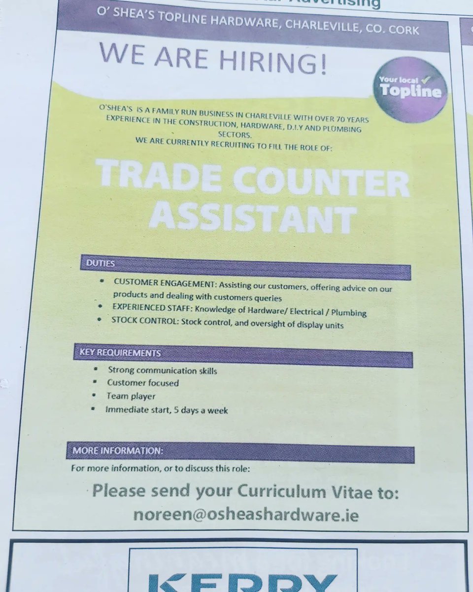 johnpauloshea1's tweet photo. 2/2 - Job opportunities this week...👍 https://t.co/Ik7AwrfIXq