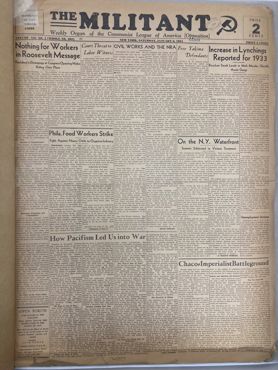 HooverArchives's tweet photo. These two issues of The Militant published in 1934 are from our library holdings. We also hold The Militant Photographic Collection in our archives. https://t.co/fmWNtyp0Ja https://t.co/iqdca1YvGh #AroundHooverTowerIn80Days #LibraryAndArchives #Newspaper https://t.co/S1c3KhCzgT