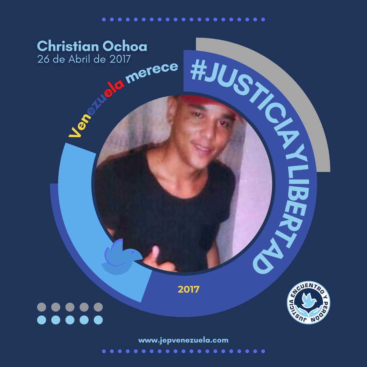 JEPvzla's tweet photo. Christian Ochoa fue asesinado a los 22 años, en Valencia, Carabobo, el 26 de abril de 2017. Recibió múltiples disparos de perdigón a quema ropa cuando un grupo de funcionarios de la policía estatal irrumpió disparando en una protesta, asesinando a Christian.
#JusticiayLibertad https://t.co/rVTMc661Gq