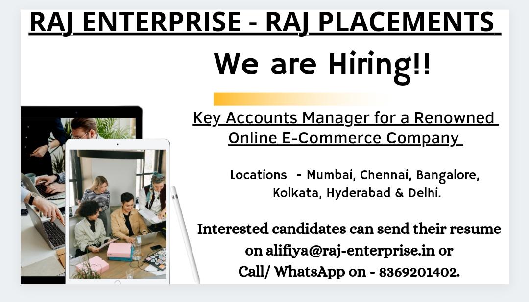 AlifiyaMustafaA's tweet image. We at @PlacementRaj are hiring for Corporate Sales Profile for A Renowned Ecommerce Company.

#HiringAlert #keyaccountsmanager #corporatesales #b2b #ecommerce #mumbaijobs #Chennai #bangalore #Kolkata #Delhi #hyderabad