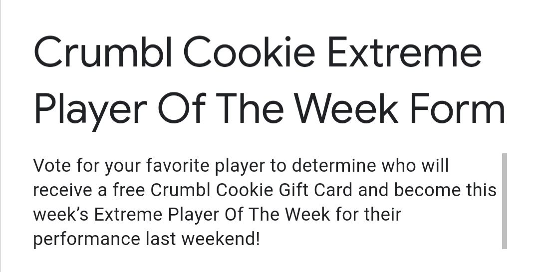 8ManExtreme's tweet photo. Voting for the 2021 Week 2 @CrumblCookies Extreme Player of the Week is live! Head to our bio for the link to vote! The winner will be announced tomorrow at 1 PM. https://t.co/Jes0udAKtO