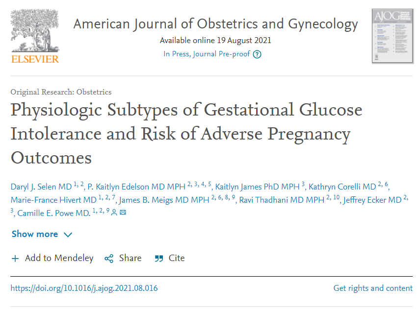 PROMoTeR_DPM's tweet image. New Article! " #Physiologic #Subtypes of #Gestational #Glucose #Intolerance and Risk of #Adverse #Pregnancy #Outcomes" Co authored by @PROMoTeR_DPM Member, @mfhivert is published in @AJOG_thegray buff.ly/3kfyaz4