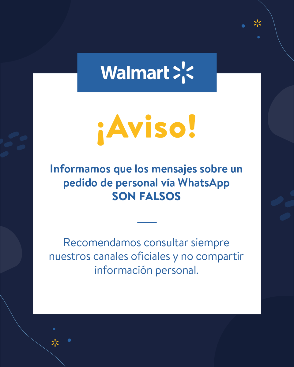 #AVISO. Ante la circulación de información falsa relacionada con búsquedas laborales por parte de Walmart, Changomas y Punto Mayorista, te recordamos que la información oficial solo la encontraras en nuestros canales oficiales. IG: Walmart_Argentina
FBK: WalmartArgentina