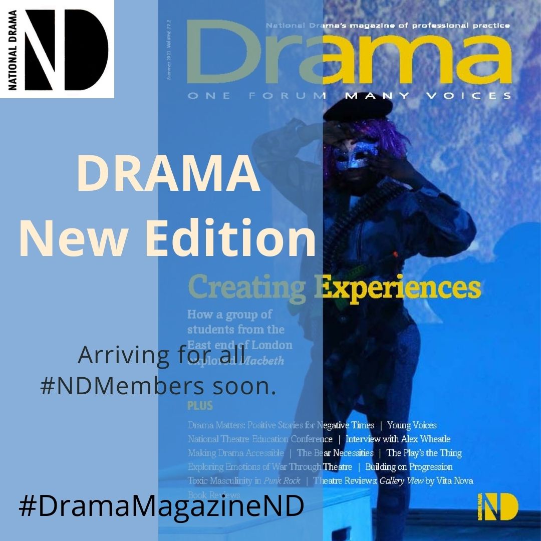 #DRAMAMagazineND is National Drama’s magazine of professional practice. Published twice a year, this publication contains a wealth of features and articles for &amp; by drama teachers &amp; theatre educators. Subscriptions available for our wider community here: nationaldrama.org.uk/dramamagazine/…