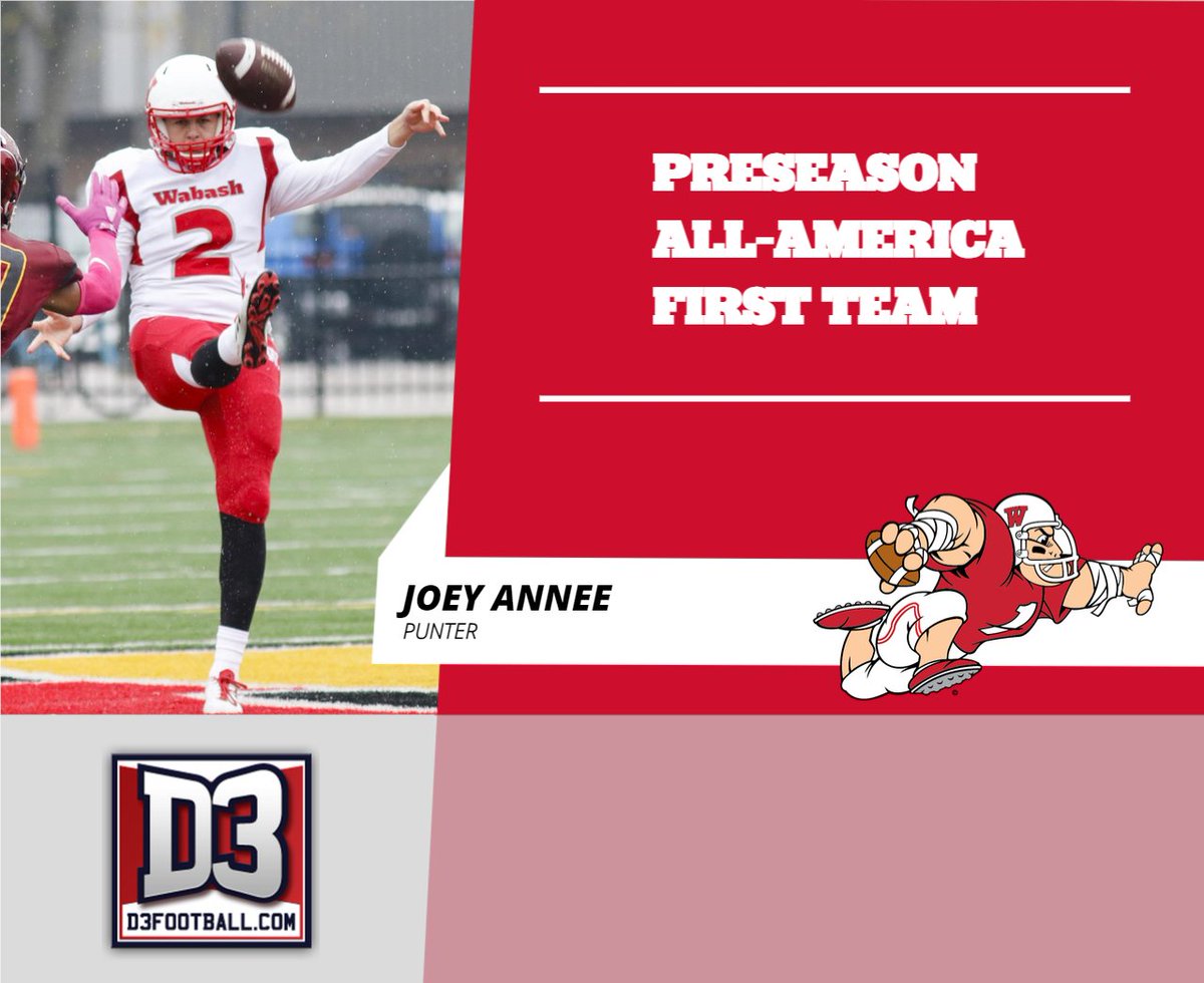 Wabash Athletics (@wabashathletics) on Twitter photo . <a href="/WabashFB/">Wabash College Football</a> senior punter Joey Annee has been named to the <a href="/d3football/">D3football.com</a> and Lindy's College Football Annual Preseason All-America First Teams.
sports.wabash.edu/news/2021/8/23… . <a href="/WabashFB/">Wabash College Football</a> senior punter Joey Annee has been named to the <a href="/d3football/">D3football.com</a> and Lindy's College Football Annual Preseason All-America First Teams.
sports.wabash.edu/news/2021/8/23…