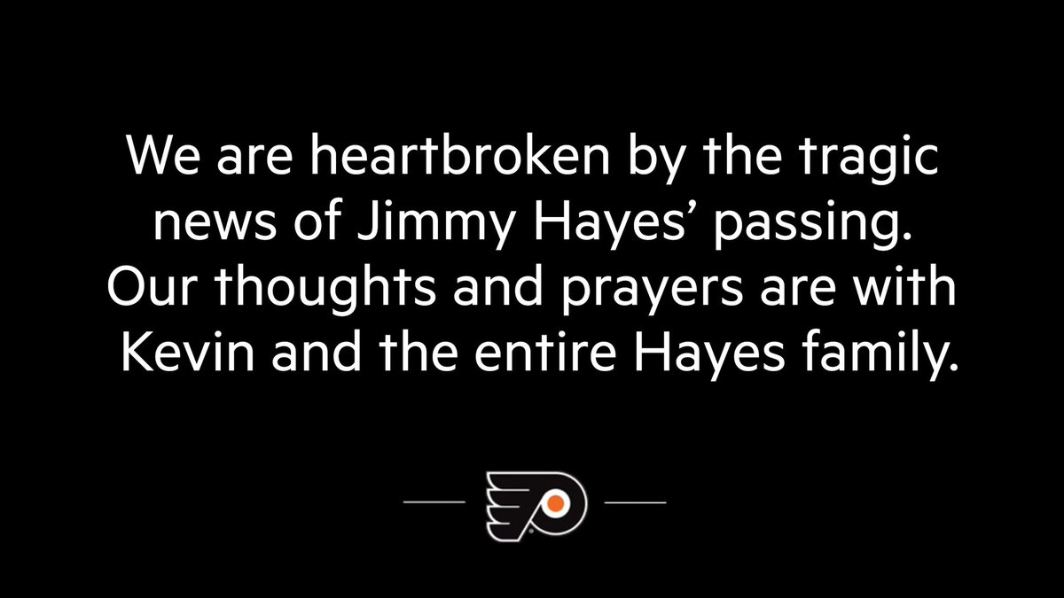 NHLFlyers's tweet photo. We are heartbroken for Kevin and the entire Hayes family. https://t.co/sUJYK52HsG