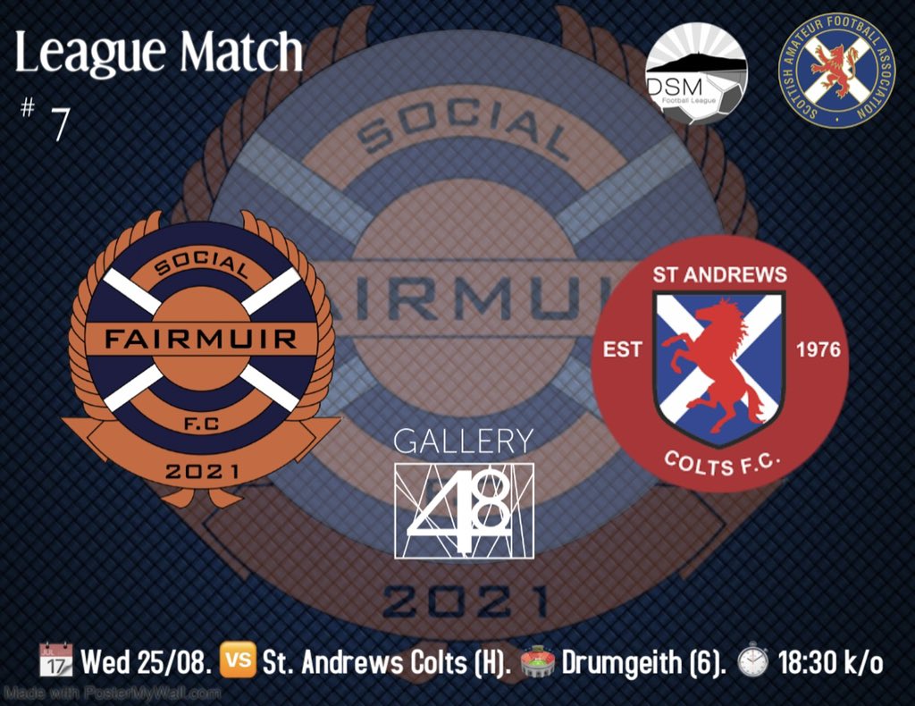 Fairmuir02's tweet photo. 🗣 Next up in the league is a midweek fixture vs St. Andrews Colts FC

🔸🔷🔸 https://t.co/ls4DxFodCn
