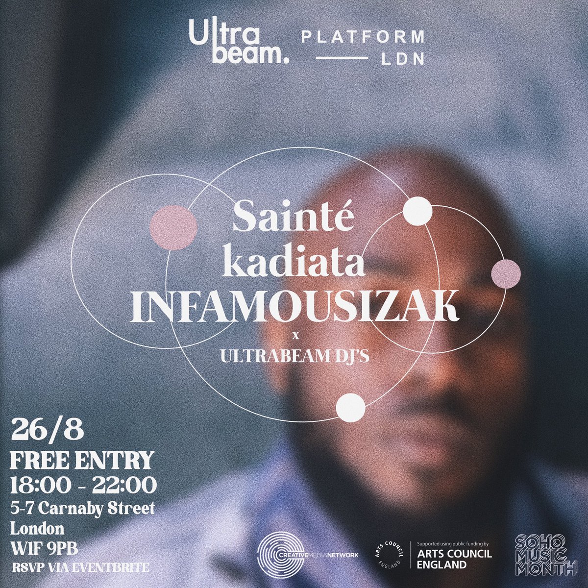 WE ARE HAVING A PARTY! 

We have linked up with <a href="/platformldn_/">PLATFORM LDN</a> to bring you Soho Music Month’s closing party! 

On night there will be performances by <a href="/Sainte444/">mark</a>, @kadiata93 &amp; <a href="/infamousizak/">INFAMOUSIZAK</a> + vibes set by the Ultrabeam DJ’s ❤️‍🔥

eventbrite.co.uk/e/platform-ldn…