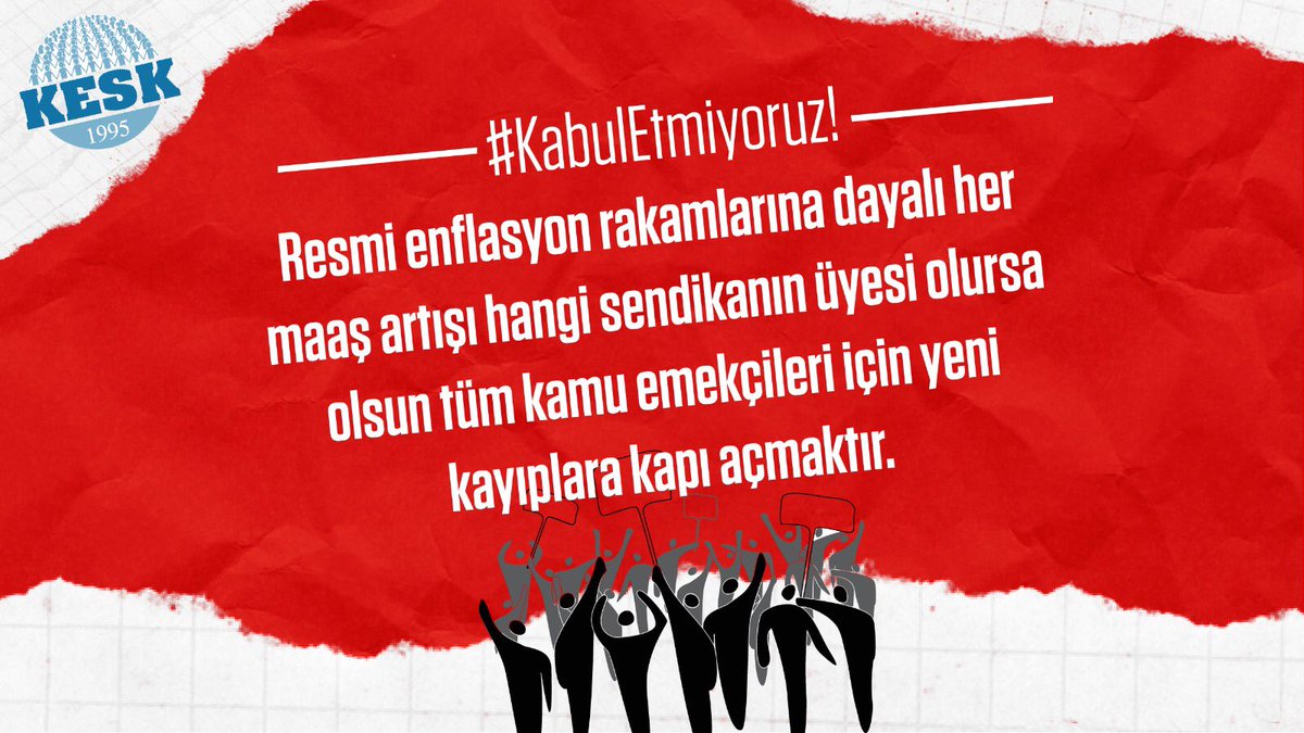 📍Gerçek enflasyon %45,
İmzaladıkları sözleşme:📍2022 ilk 6ay %5 +enflasyon, ikinci yarı %7 +enflasyon toplamda %12'lik zam ve 2023'ün ilk 6ayında %8, ikinci altı ayında %6 zam.
Sefalet ücretini #KabulEtmiyoruz