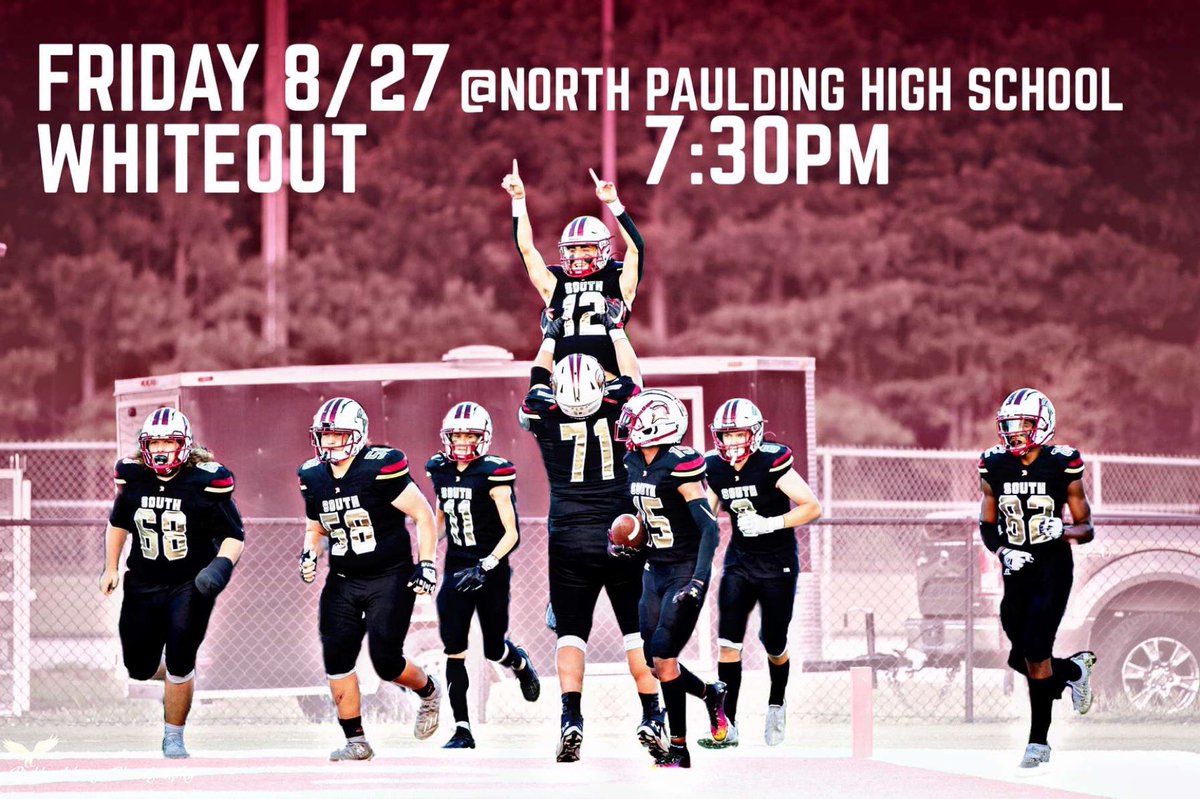 SectionSpartans's tweet photo. Big game this Friday @ North Paulding at 7:30. Be there in white and be loud❗️ @SPaulding_FB @SPauldingHS_ATH https://t.co/P0RZncAASw