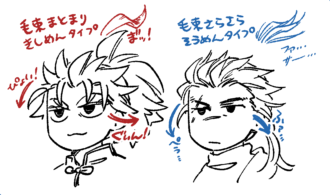推しのオールバックの描き分け意識(自分だけが楽しい資料)(擬音祭り) 