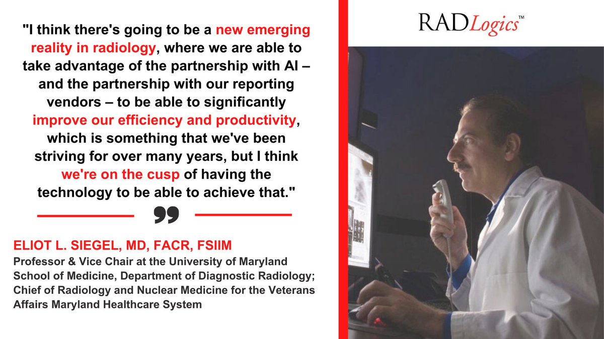 radlogics's tweet photo. Dr. Eliot Siegel, MD, of the @UMmedschool sat down with @RADLogics and @NuanceInc to discuss the tremendous potential of using #AI in #radiology to significantly improve efficiency &amp; productivity. Check out the video clip. https://t.co/CHH39YUqt8 https://t.co/LabcDjU8t0