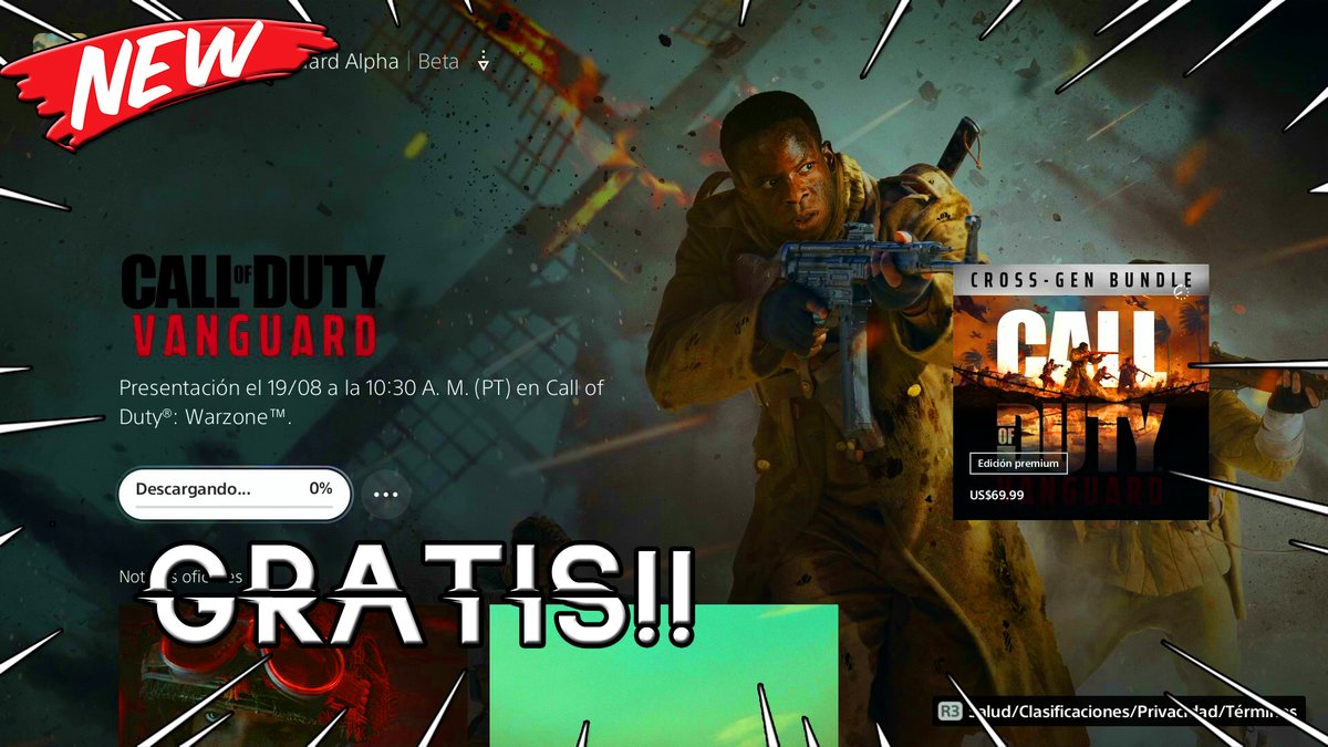 Rotce41's tweet photo. COMO JUGAR Y DESCARGAR LA ALFA DE CALL OF DUTY VANGUARD TOTALMENTE GRATIS SIN PLUS!!!! *Ps5 &amp; Ps4* https://t.co/HdhiYKLtbz a través de @YouTube https://t.co/jsIQYEJiw5