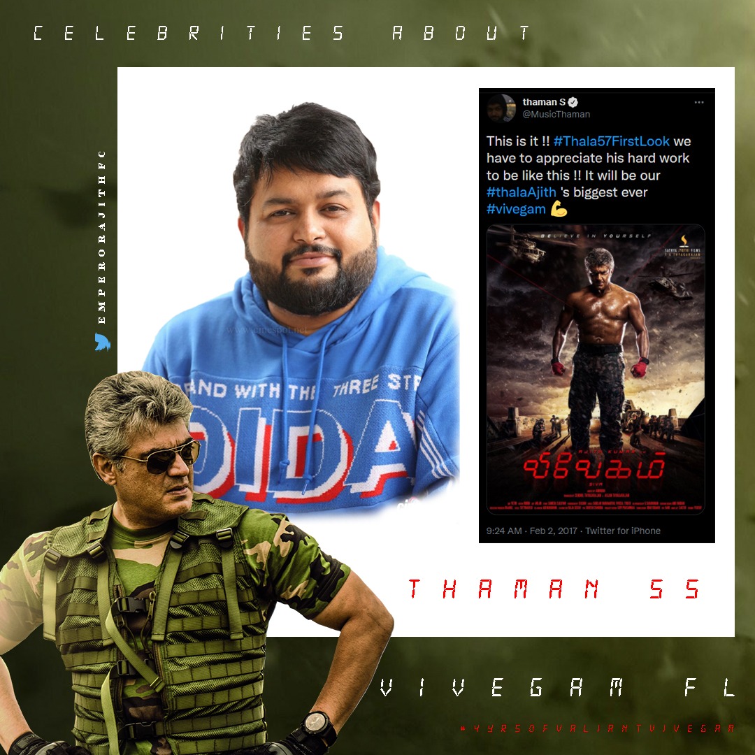 ThalaSathyan's tweet photo. This is it !! #Thala57FirstLook we have to appreciate his hard work to be like this !! It will be our #thalaAjith 's biggest ever #vivegam 💪
Music Director @MusicThaman Sir Reaction.
#4YrsOfValiantVIVEGAM | #Valimai
BELIEVE IN YOURSELF #AjithKumar https://t.co/xFMRPNppQh