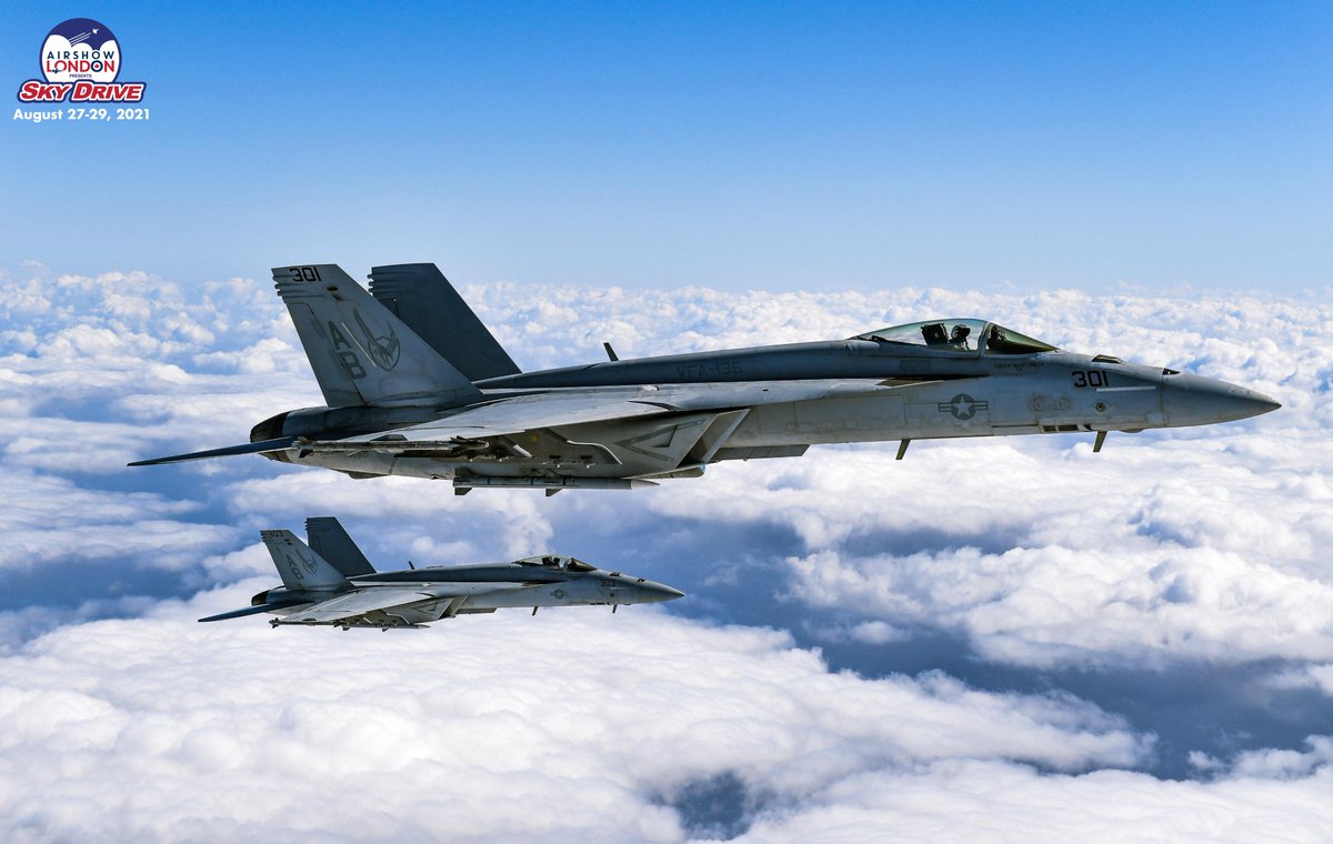 STIRRING UP A HORNET'S NEST 🐝

We have #CONFIRMED for Friday and Sunday, 2 F-18E Super Hornets from squadron VFA-37 Raging Bulls at NAS Oceana.

With this addition, there will be a total of 14 Hornets at SkyDrive 2021!  😎

#AIRSHOWLONDON #SKYDRIVE #MAKEITYOURMISSION