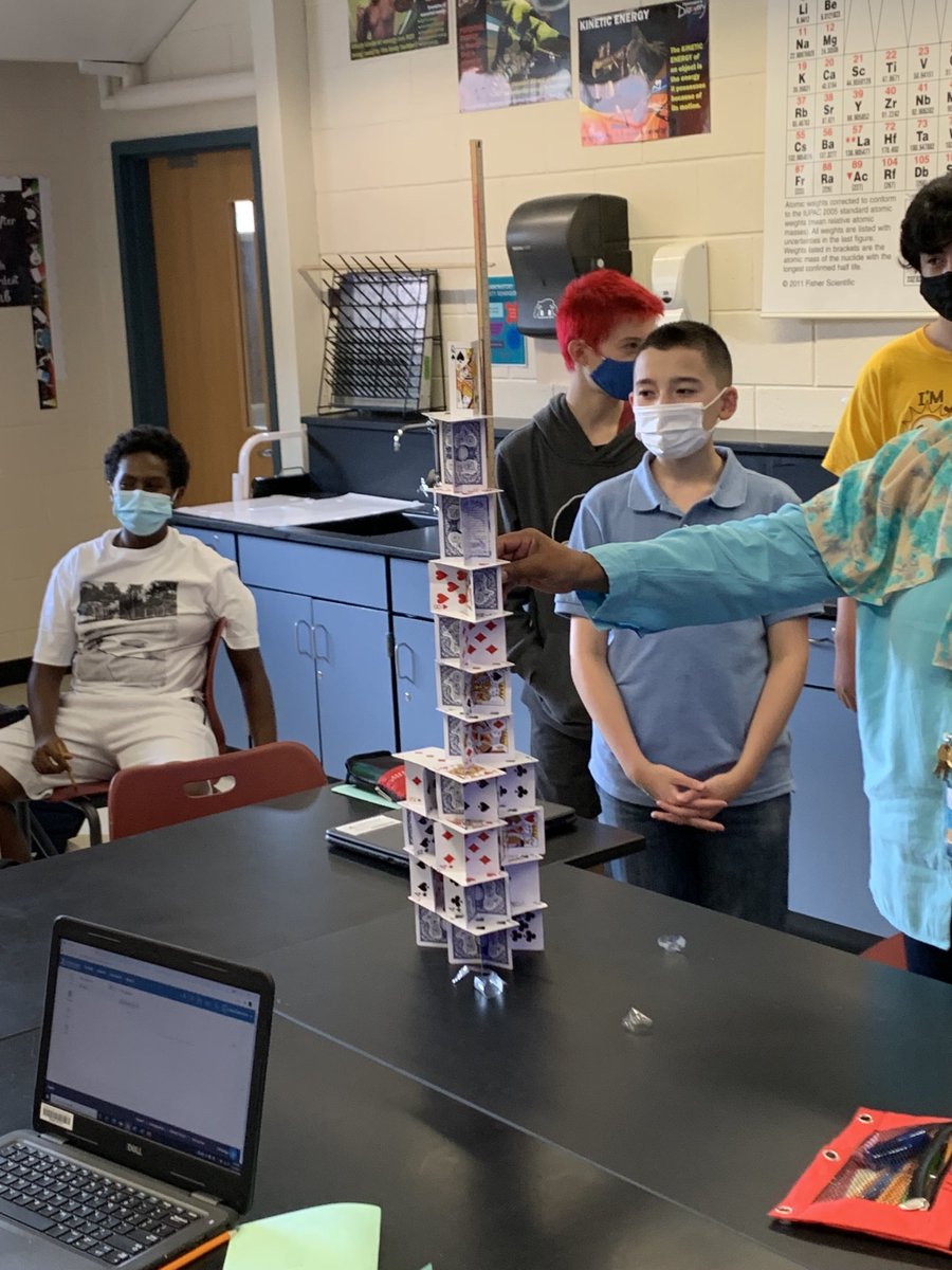pakownacki's tweet photo. What a cool team building and getting to know you activity in science class ⁦@SouthCountyMS⁩ Tallest towers wins!  #FCPSreturningstrong #SCMSvis10n https://t.co/HeFS66URJN
