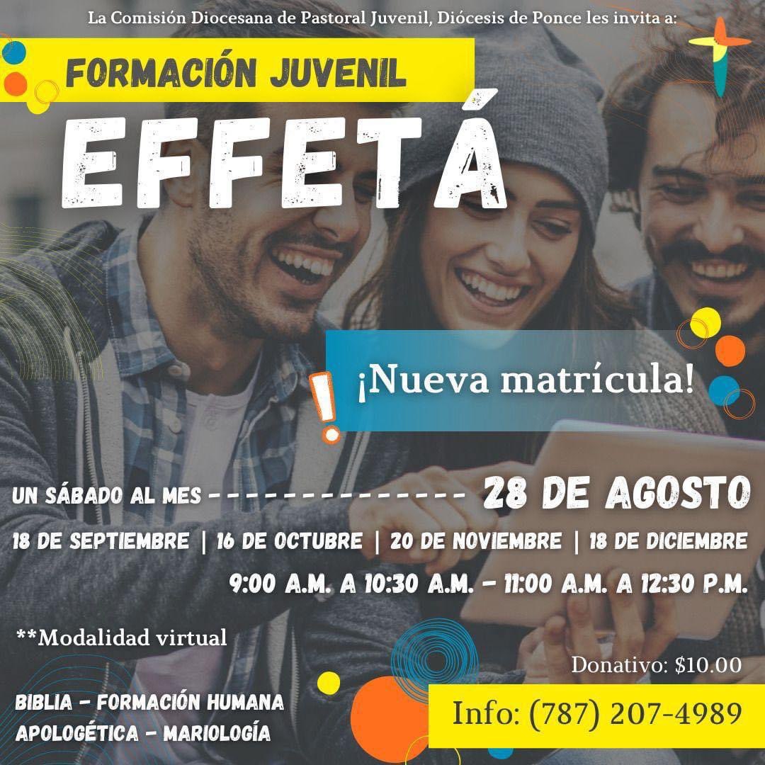 pjdponce's tweet photo. ¡Todavía estás a tiempo de ser parte de #FormaciónJuvenil #Effetá! 🤩🙌❤️ #PJDPonce #Unidad #CaminandoJuntos 

💻 Inscríbete hoy: https://t.co/C1u3ImPl1V 
*Para todos los jóvenes entre las edades de 16 a 30 años, solteros y sin hijos. https://t.co/NEO0cvs6br