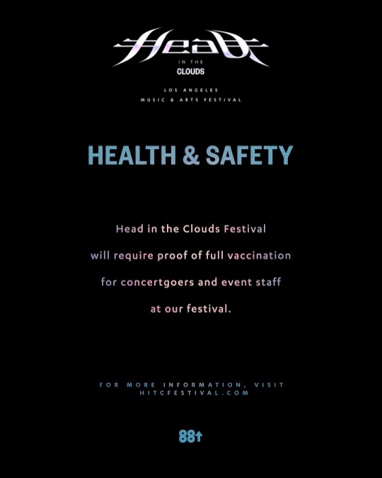 88rising's tweet photo. To ensure everyone's health and safety, Head in the Clouds LA will be requiring proof of vaccination for entry. Limited GA and VIP tix still available at https://t.co/fpPaZYNfC4 ⛅️❤️⛅️❤️⛅️❤️⛅️ https://t.co/wtEjVOBQLm