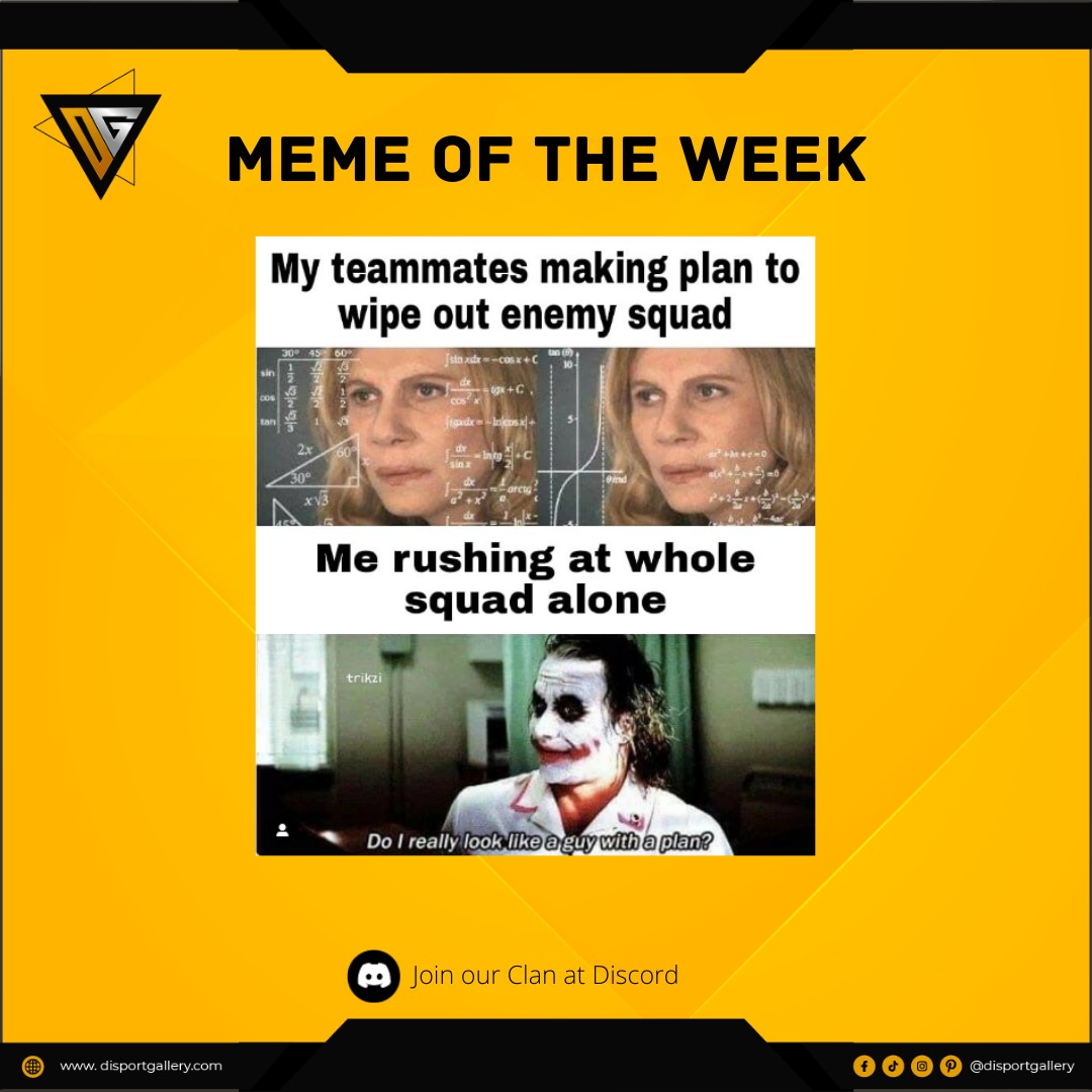 disportgallery's tweet photo. Haha! Who's that one person in your squad? 
Join all our socials now! https://t.co/j2GjkWcoWc
#twitchstreamer #Streamers #Memes https://t.co/IZJ6zdothW