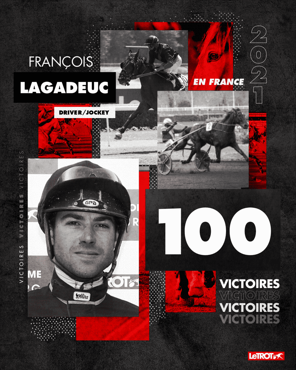 LeTrot's tweet photo. 🎇Félicitations à François Lagadeuc qui atteint le cap des 1⃣0⃣0⃣succès 🏆 cette année en France🇫🇷 suite à sa victoire à l’🏟@HippodromeLaGla🏟 au sulky de Forrest d’Arc🥇, entraîné par Eric Leroy 👏👏👏
Replay 🎥 https://t.co/VVr4VYS7CC  
Sa fiche 👉 https://t.co/TZEa7sjgGb https://t.co/UJaKFuJ8o6