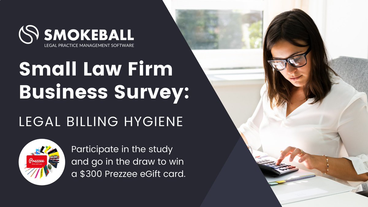 Are you a firm owner/manager? We want to hear from you! Take part in the largest legal business study, as Smokeball examines the billing hygiene of small law firms. It will only take 5 mins to complete and there's a $300 gift card to be won.
Start survey: bit.ly/3DbQf9P