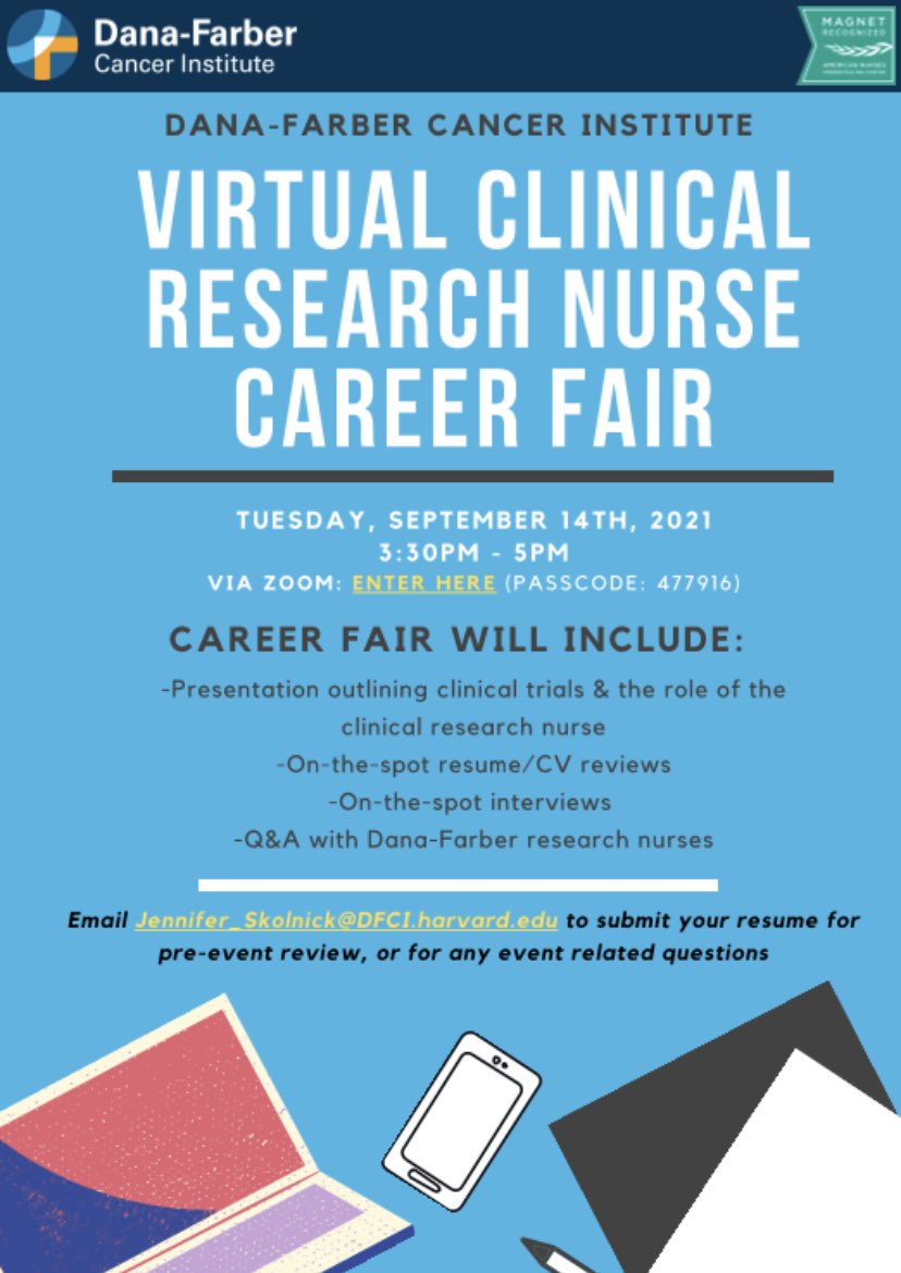 bostonONS's tweet photo. ⁦⁦@DanaFarber⁩ #hiring! Please join us for our next #virtualcareerfair focused on Clinical Research Nurses! Registration information in this flyer!Contact Jennifer Skolnick #nurses #healthcarecareers #clinicalresearch #rn #oncology #whywedoresearch https://t.co/UBBEALw8Ug