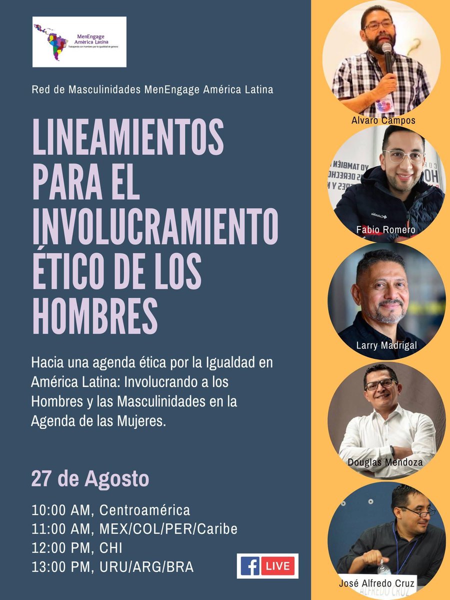 Hacia una agenda ética por la Igualdad en América Latina.
Involucrando a los Hombres y las Masculinidades en la Agenda de las Mujeres.
Capítulo 4A. Lineamientos para el involucramiento ético de los Hombres.
#haciaunaagendaporlaigualdad
#involucrandoaloshombres
#incidenciamela